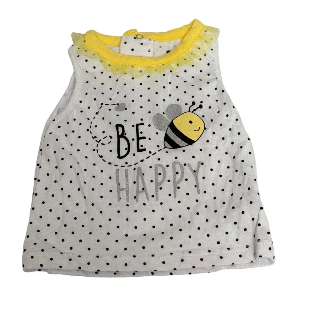 Garanimals DDG Darlings Baby Girl 6-9M Floral Bodysuit Bee Polka Dot Top Lot 2pc